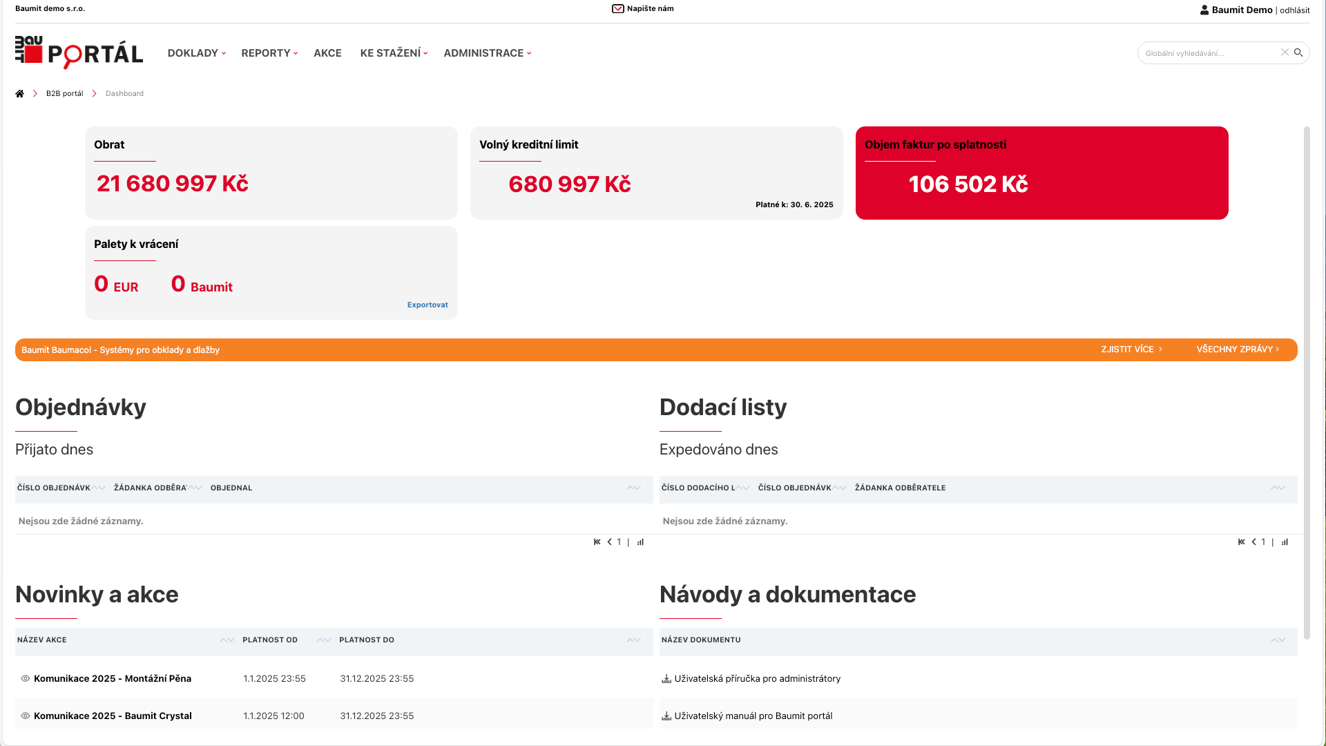 B2B portál - BAUMIT, spol. s r.o.